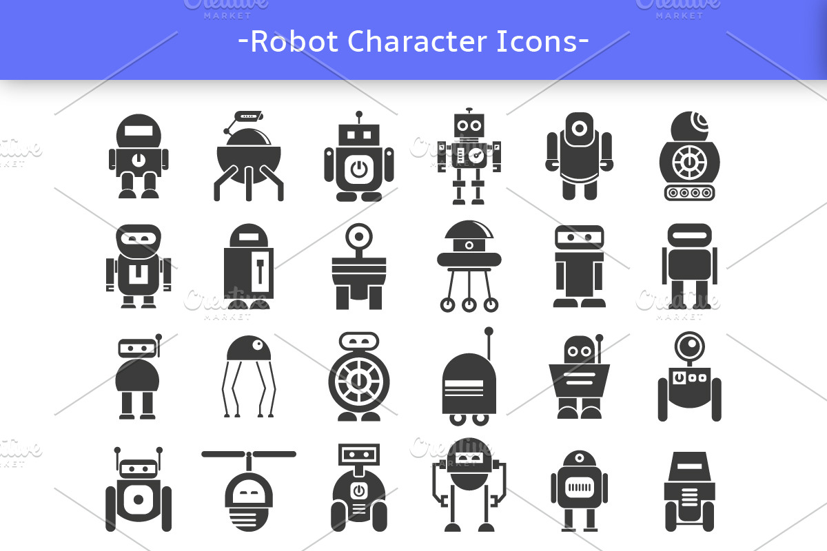 84 Robot Character Icons Set, an Icon by Designfour