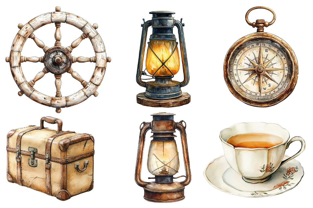 Antique Ivory Travel Clipart, an Illustration by Designworld (Photo 4 of 6)