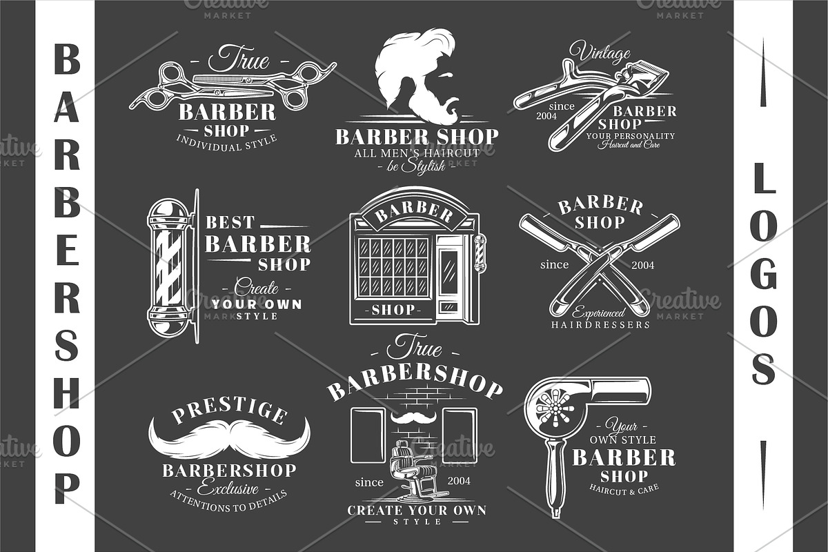 9 Barbershop Logos Templates Vol.2, a Branding & Logo Template by Art Design (Photo 3 of 9)