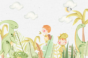 Dino Land Watercolor Clipart, an Animal Illustration by natalisart (Thumbnail 4 of 11)