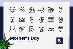 Mother's Day Outline Icons, an Outline Icon by Zeer Graphic