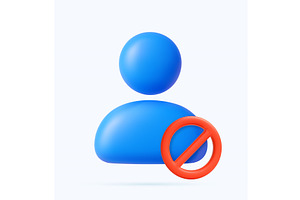 3D User Icon with Red Ban Symbol, an Object Illustration by ModVector