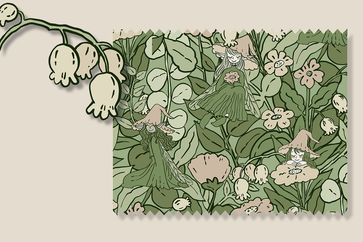 Green Camouflage Fairies Pattern, a Pattern Graphic by Lady Bruniere Design (Photo 3 of 14)