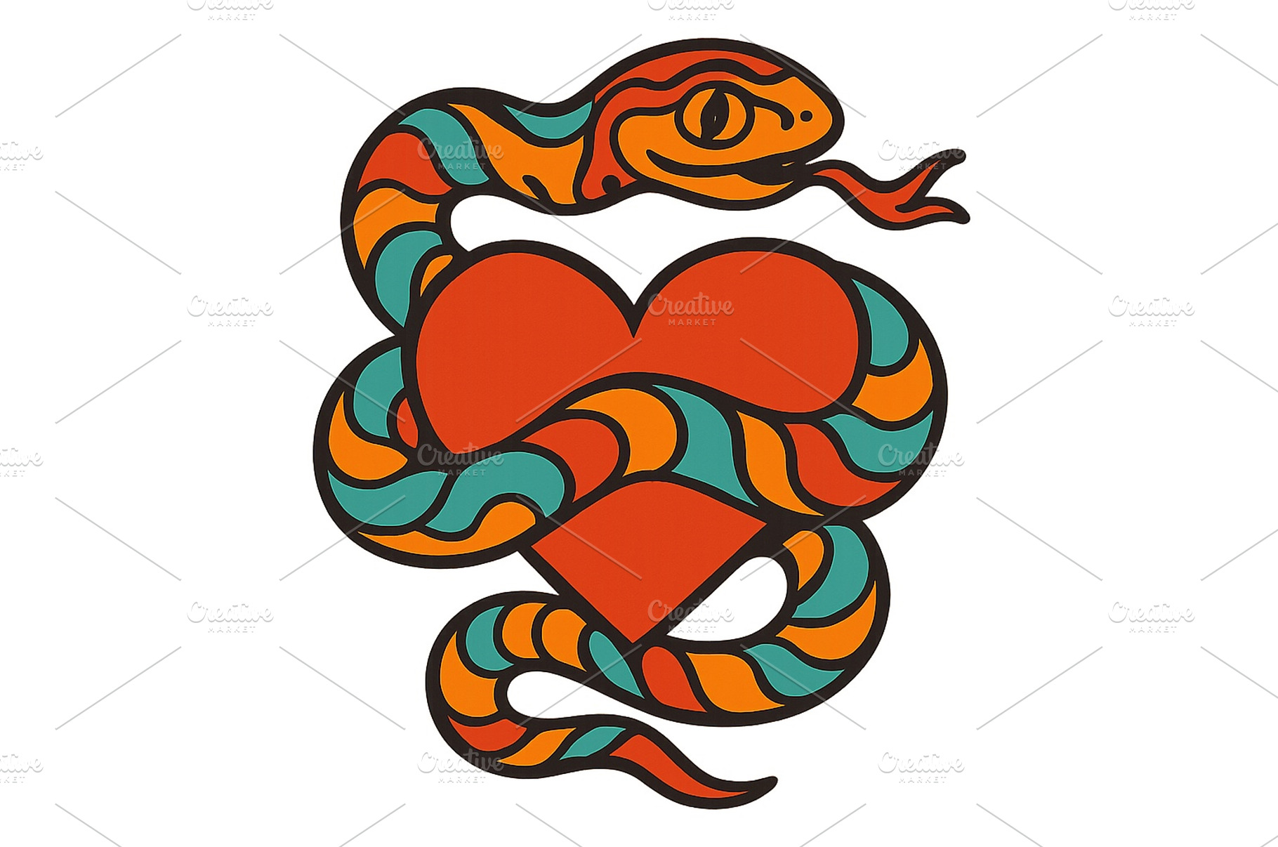 Colorful snake entwined around heart, an Abstract Photo by ZinetroN