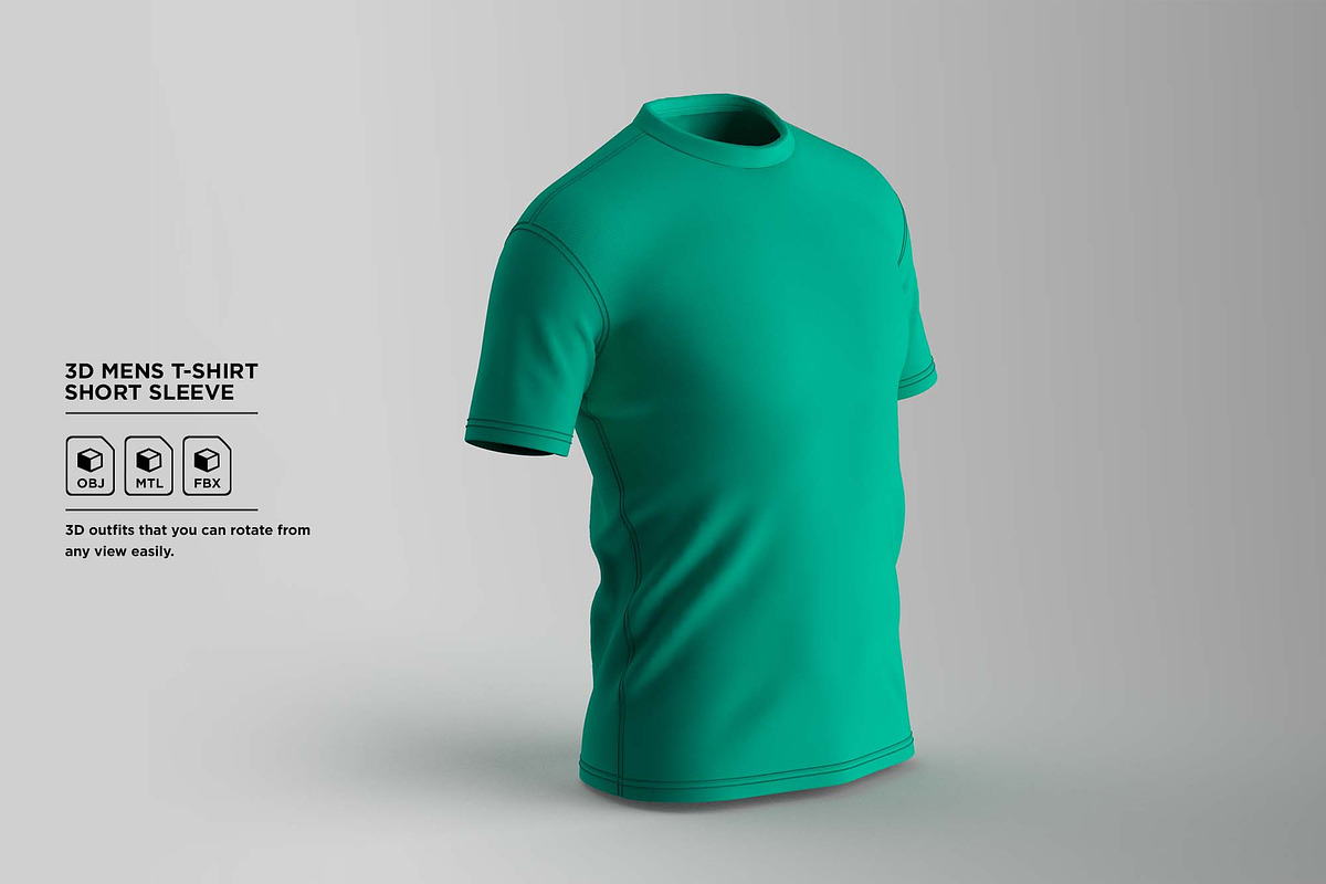 3D Mens T-Shirt Short Sleeve, an Object 3D Model by 3D Resource (Photo 3 of 5)