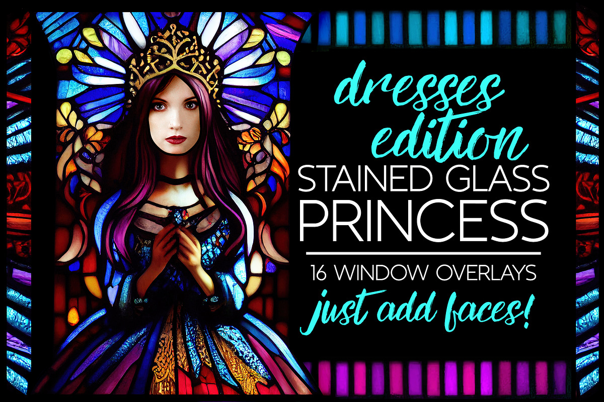Stained Glass Princess Dress Overlay, an Illustration by Paper Element (Photo 1 of 6)