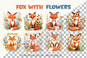 Fox with flowers. TShirt Sticker., an Animal Illustration by KENO Mascots (Thumbnail 3 of 11)