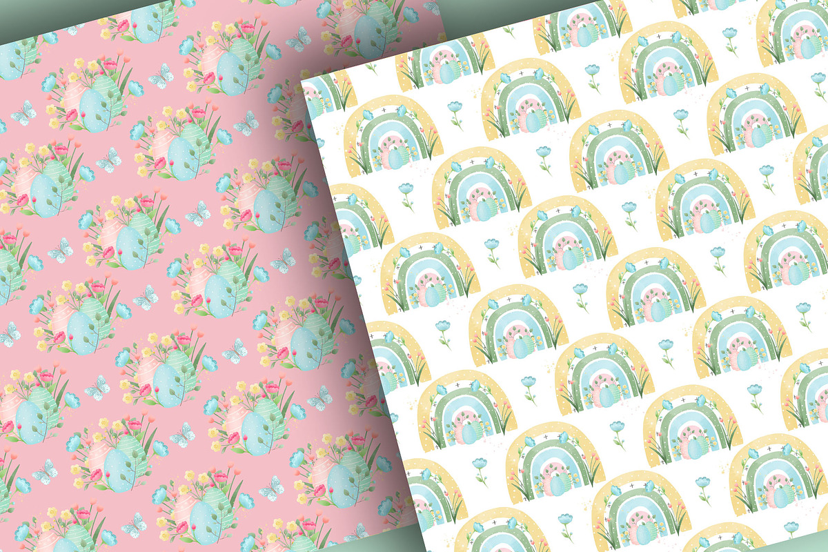 Easter Rainbows Rabbit digital paper, a Pattern Graphic by designloverstudio (Photo 4 of 7)