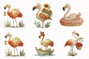 Whimsical Summer Flamingo Clipart, an Illustration by DreamArtGraphic (Thumbnail 3 of 8)