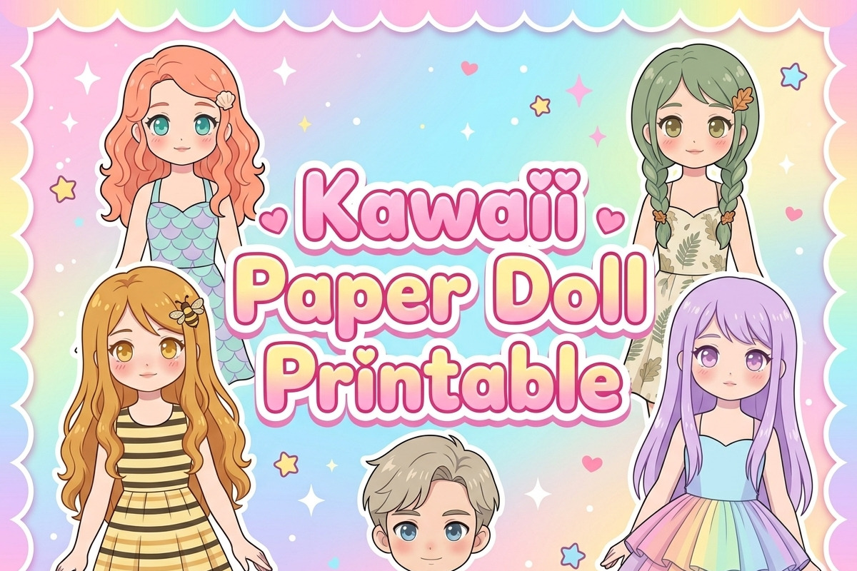 Kawaii Paper Doll Printable, a Person Illustration by Image for Sale (Photo 1 of 3)