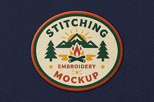 Stitching Embroidery Patch Mockup, a Merchandise Mockup by Design Squad