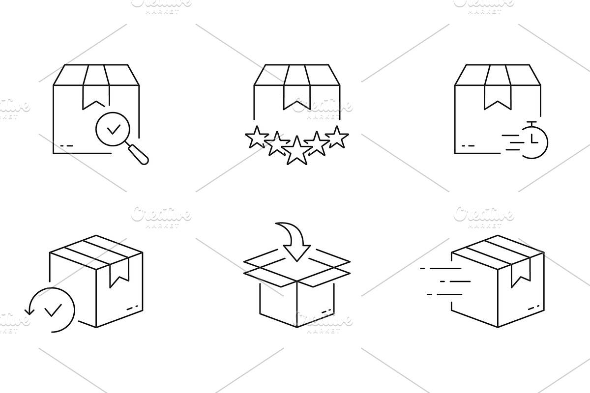 Cardboard Package Icons Set, a Transportation Illustration by Gentle Studio