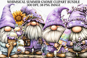 Whimsical Summer Gnome Clipart PNG, an Illustration by Canvas Craft (Thumbnail 1 of 7)