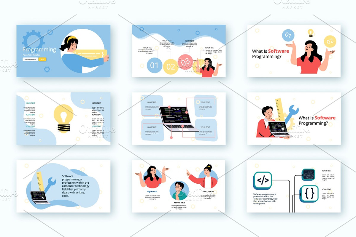Programming Powerpoint Illustration, a Presentation Template by alexdndz