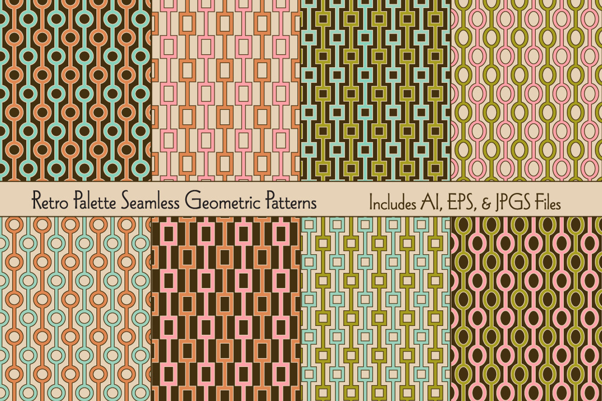 Retro Palette Seamless Geometrics, a Pattern Graphic by Melissa Held Designs (Photo 1 of 3)