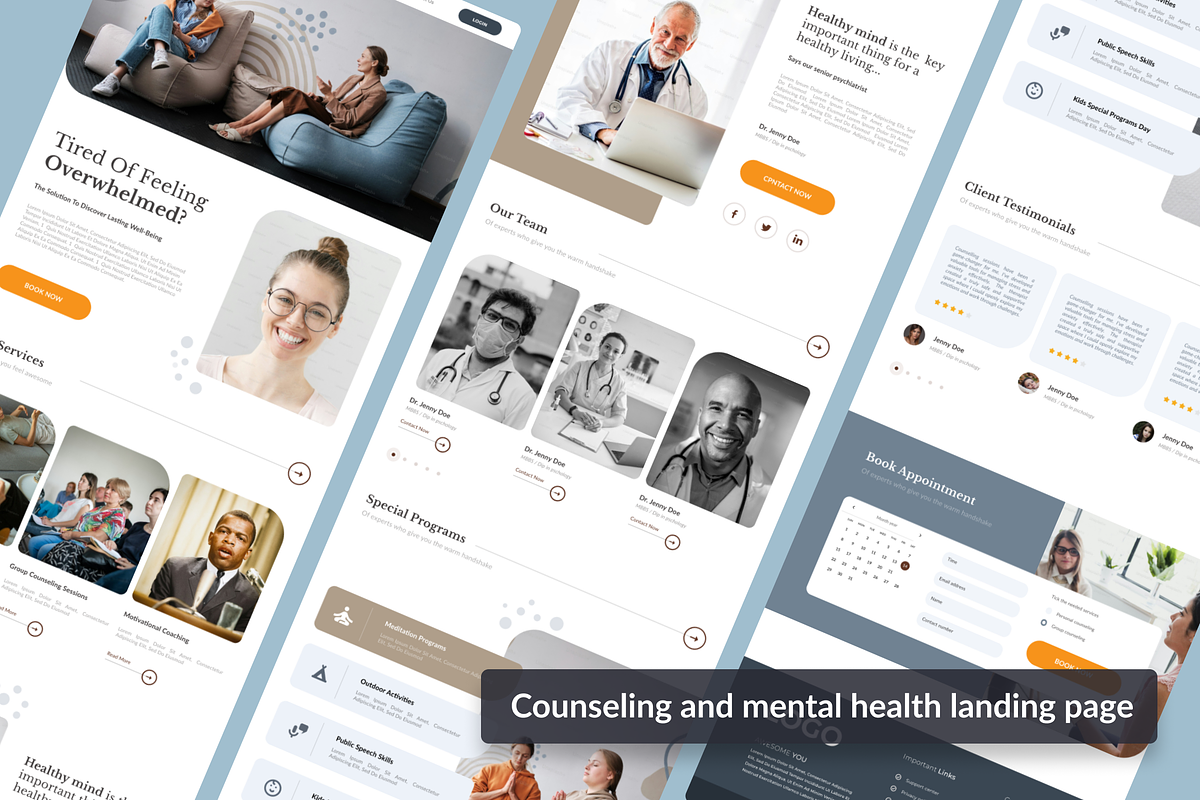 Counselling & Mental health web, a Landing Page Template by anchor_point_heshan