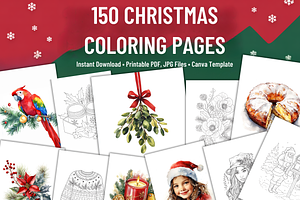 150 Christmas Coloring Pages Bundle, a Seasonal Illustration by Daffodil Dream Studio