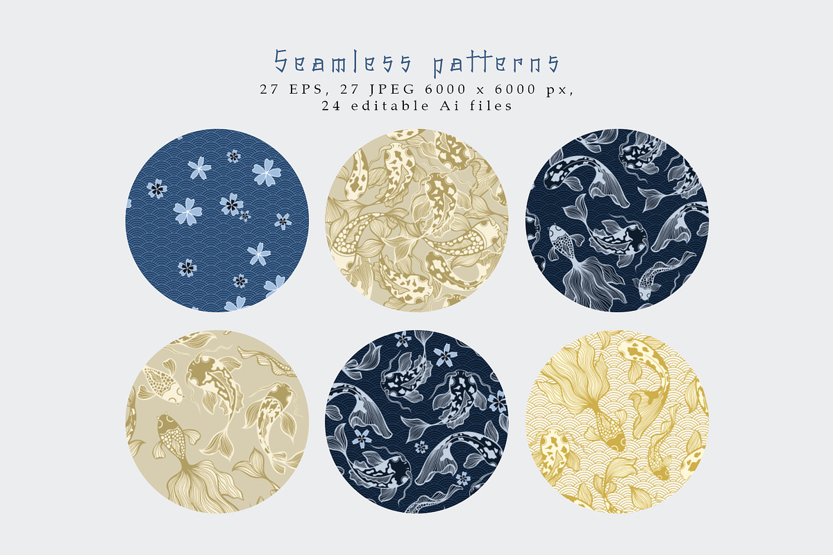 Japanese Koi Fish Vector Patterns, a Pattern Graphic by ilonitta (Photo 11 of 16)