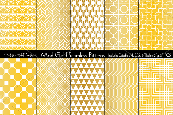 Mod Gold Seamless Patterns preview 6