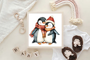 Cute Christmas Penguins Clipart, an Illustration by CraftArtStudio (Thumbnail 6 of 6)