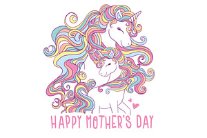 Happy Mother's Day. Unicorn Vector