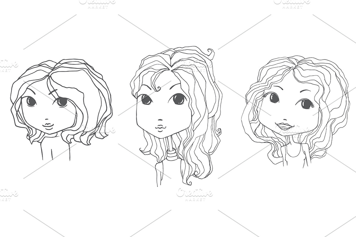 Cute Fashion Girls Set, an Illustration by Moo Graphics (Photo 2 of 3)