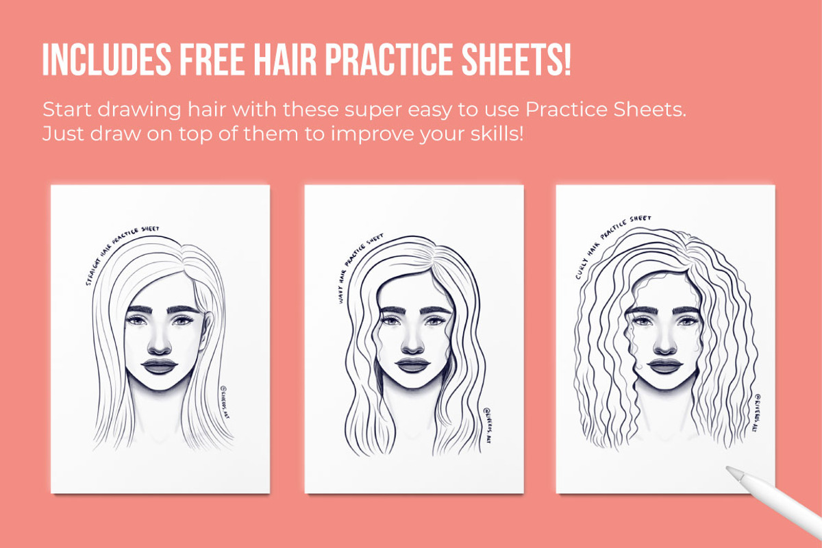 25 Hair Brushes for Affinity, a Brush Add-On by Riveros Illustration (Photo 8 of 9)