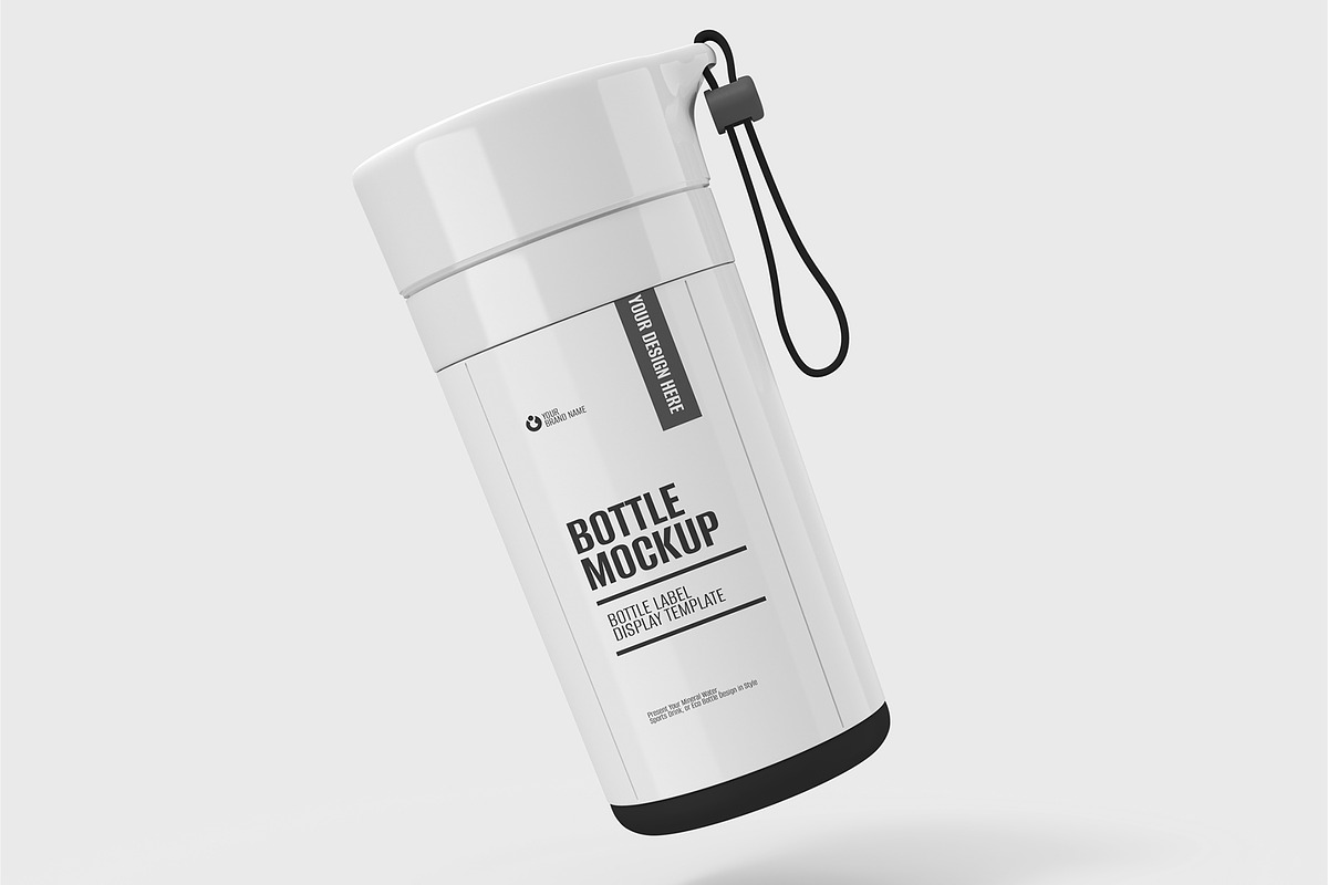 Minimal Water Bottle Mock With Strap, a Product Mockup by graphypix (Photo 3 of 4)