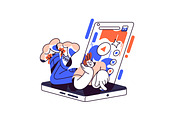 Social networks, media concepts set, a Technology Illustration by PaperTrident (Thumbnail 9 of 17)