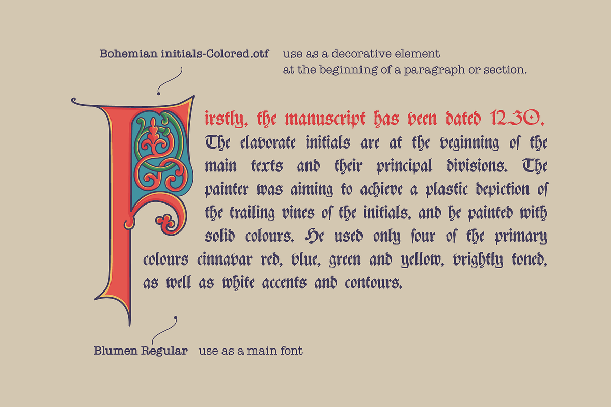Bohemian medieval initials, a Blackletter Font by kaer_shop (Photo 5 of 12)