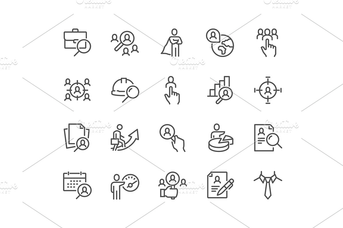 Line Headhunting Icons, a Person Illustration by Davooda