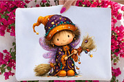 Watercolor Cute Halloween Witch Girl, an Animal Illustration by SVGArt (Thumbnail 4 of 5)