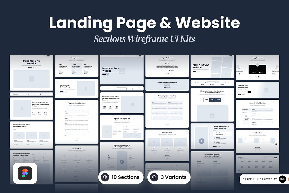 Landing Page & Website Sections Kit, an UI Kit Template by SLAB! Design (Photo 1 of 3)