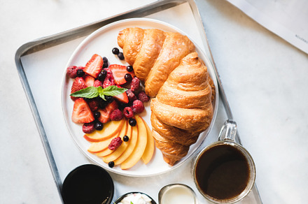 French breakfast with croissant featuring food, french, and breakfast, a Food & Drink Photo by Foxys