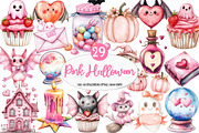 Charm Pink Halloween Clipart, an Illustration by Watercolor design (Thumbnail 1 of 5)