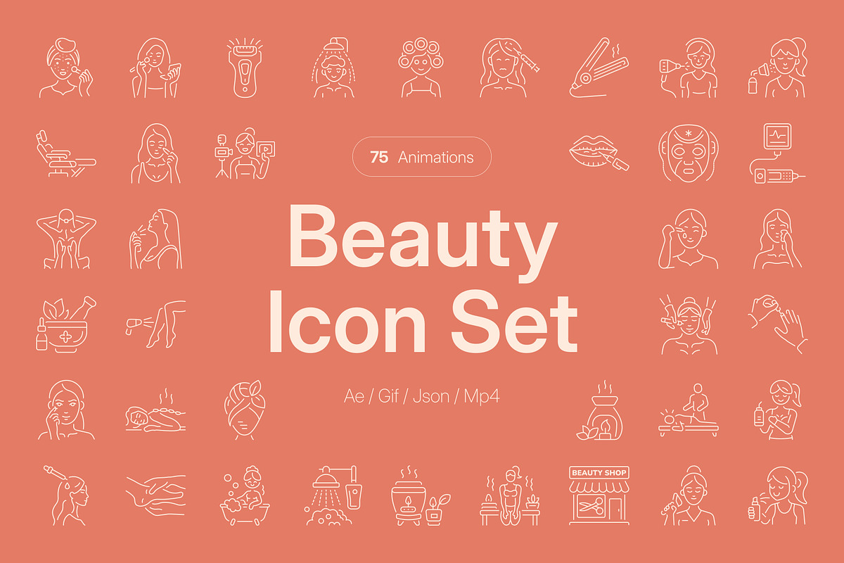 Animated Beauty Icon Art Set, an Outline Icon by Prosymbols (Photo 1 of 4)