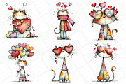 Quirky Valentine Cats Clipart, an Illustration by DreamPrint404 (Thumbnail 2 of 6)
