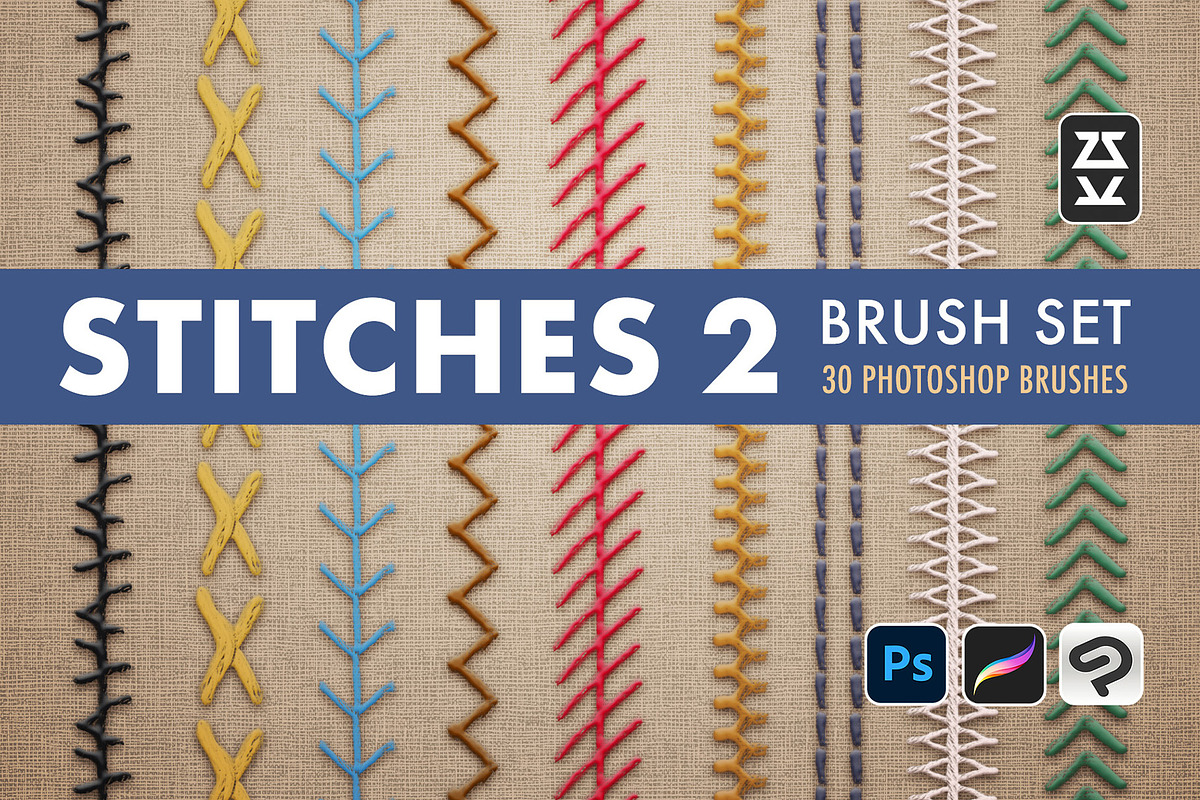Stitches 2 Brush Set, a Brush Add-On by Zsolt Kosa Art (Photo 1 of 6)