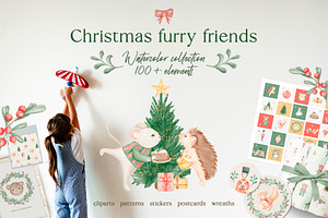 Christmas furry friends, a Decorative Illustration by Lidberia