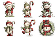 Whimsical Christmas Snowman Clipart, an Illustration by Craft Nest (Thumbnail 6 of 8)