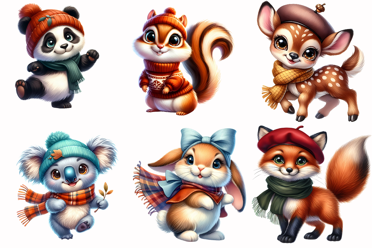 Cute autumn animals clipart, an Animal Illustration by AnetArtStore (Photo 2 of 7)