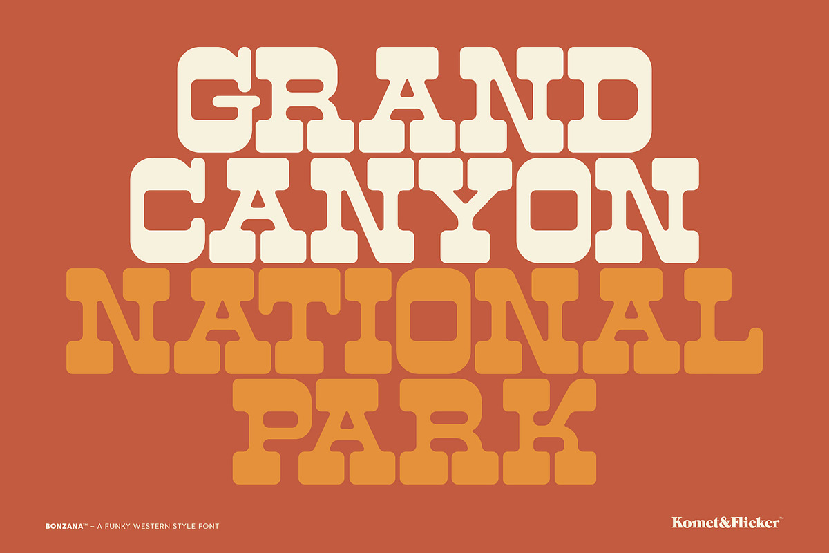 BONZANA - A Funky Western Style Font, a Slab Serif Font by Komet & Flicker (Photo 5 of 12)