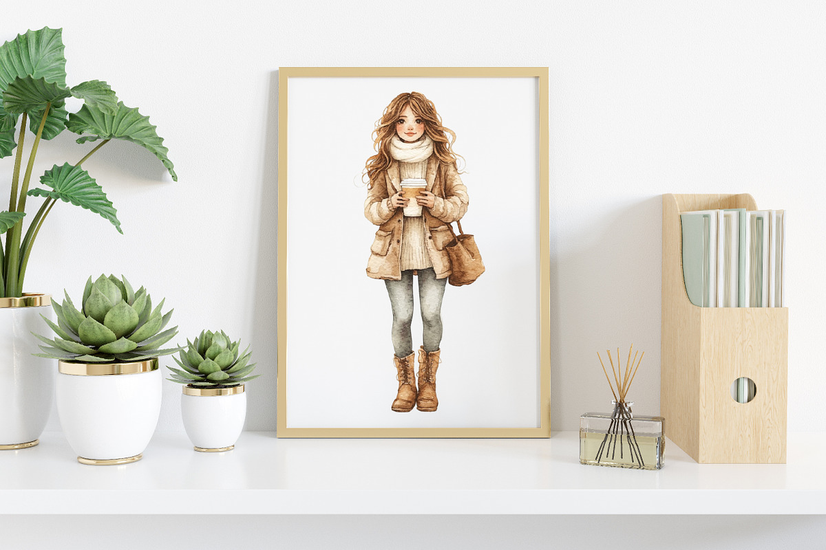 Autumn Coffee Girl Clipart, an Icon by Canvas Craft (Photo 5 of 7)