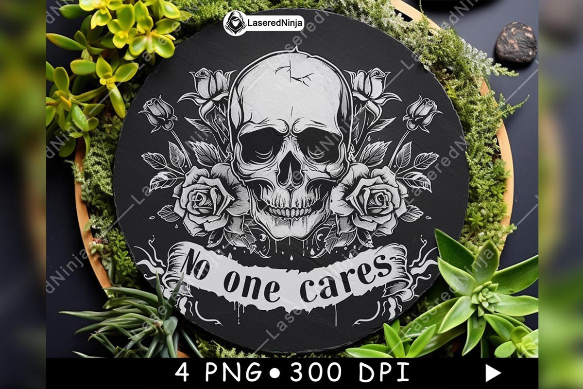 Old School Skull Roses No One Cares, a Background Graphic by LaseredNinja (Photo 7 of 7)