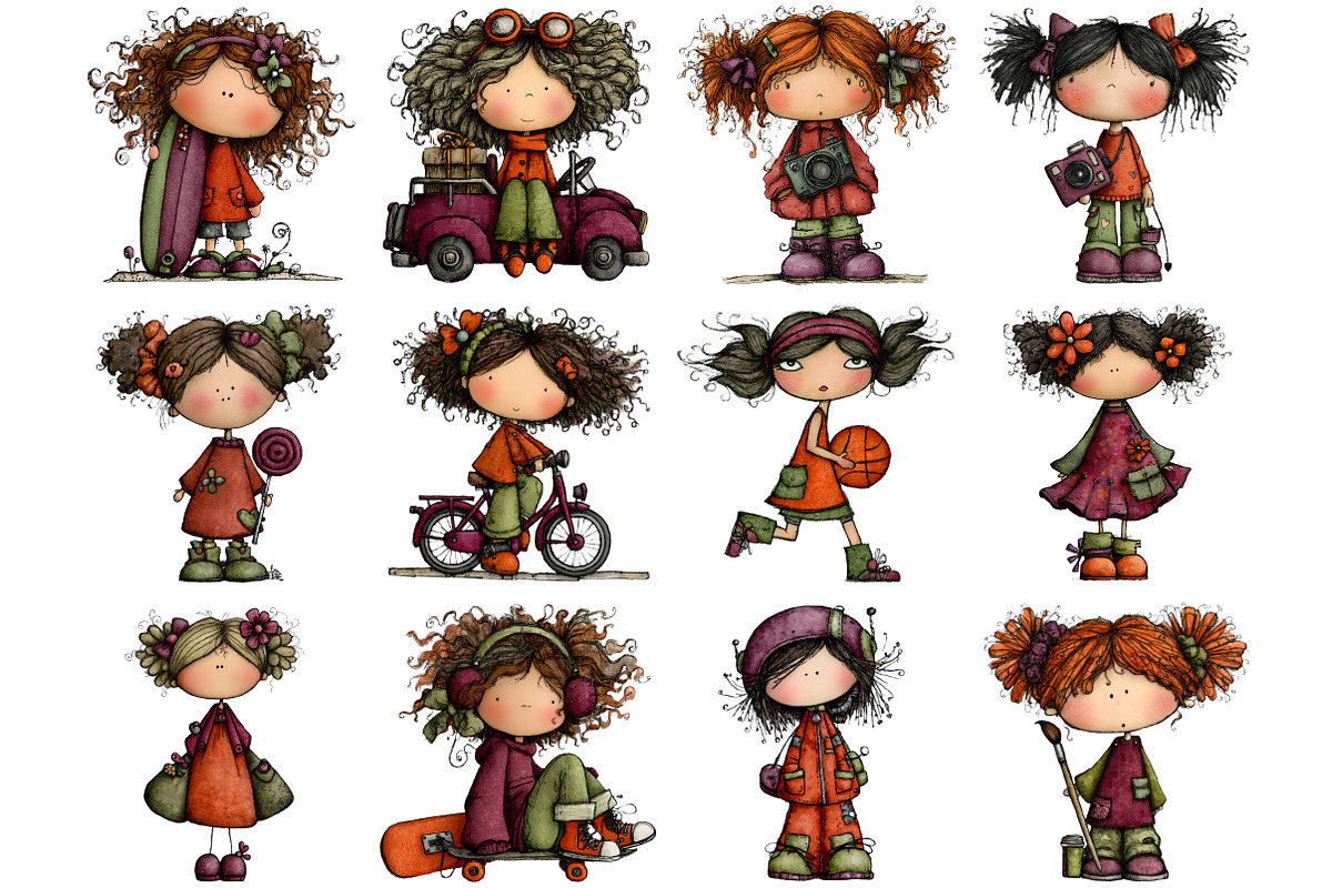 Retro Pop Girls Clipart Bundle, a Graphic by CitraGraphics (Photo 3 of 4)