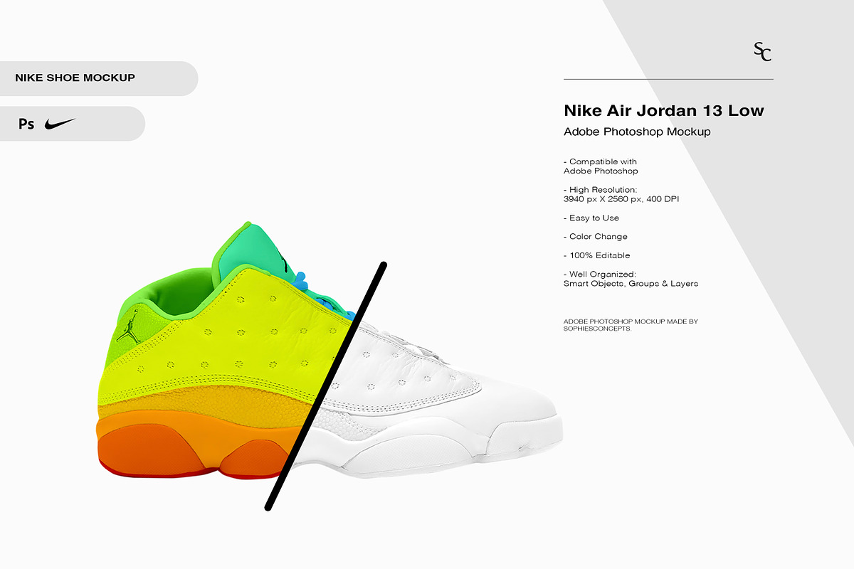 Nike Air Jordan 13 Air | PSD Mockup, a Product Mockup by sophiesconcepts (Photo 1 of 3)