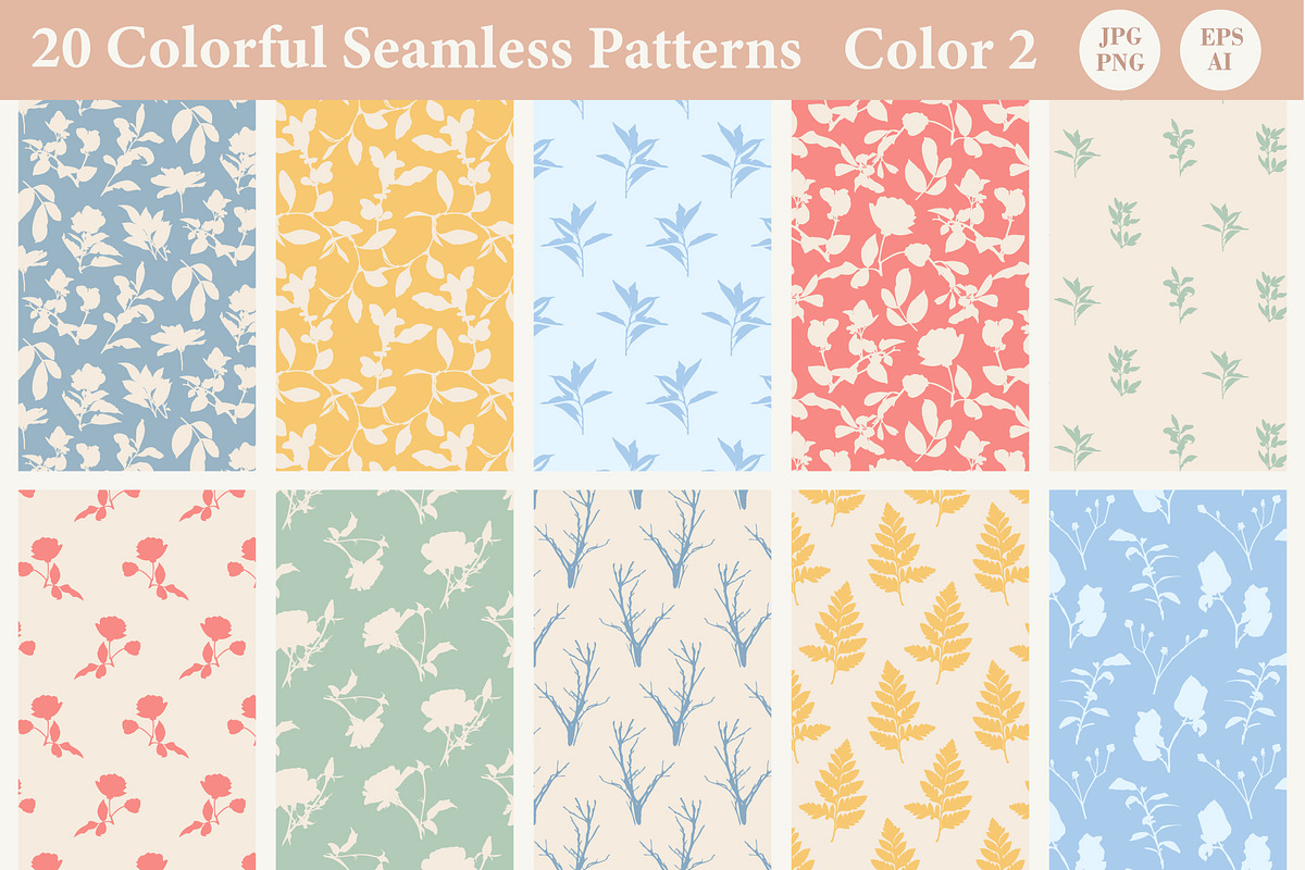 Spring Subtle Floral Vector Patterns, a Pattern Graphic by Katrinelly