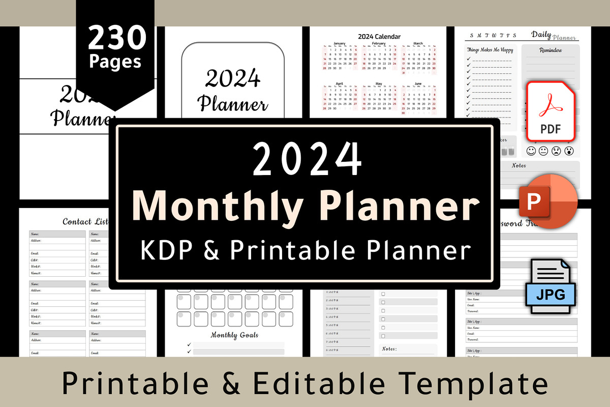 Monthly Planner, Daily Planner, a Print Template by POC Digital (Photo 1 of 7)