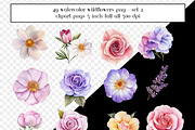 Watercolor Wildflower Clipart Set 2, an Object Graphic by AllTheKewtClipart (Thumbnail 3 of 5)