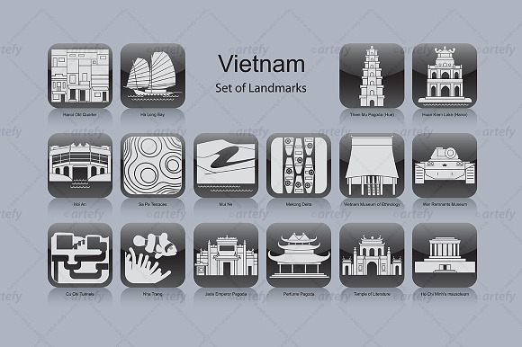 Vietnam Landmark Icons (16X)